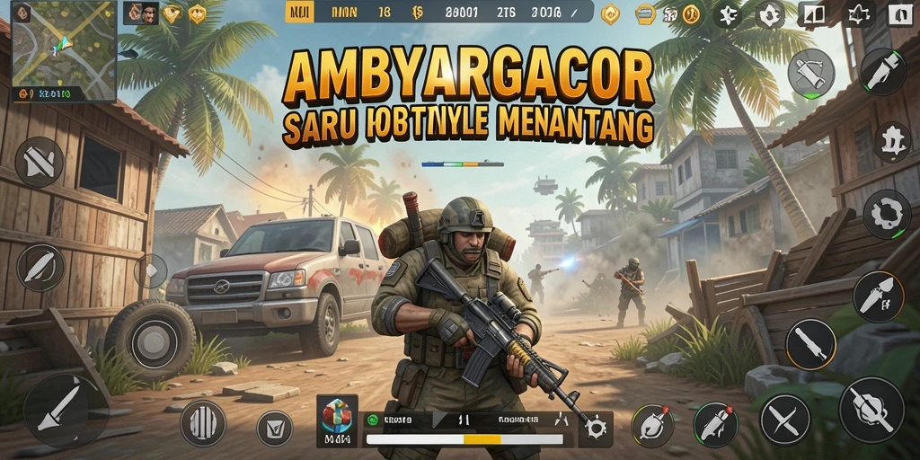 Screenshot AMBYARGACOR menampilkan ketegangan pertempuran Battle Royale yang intens.