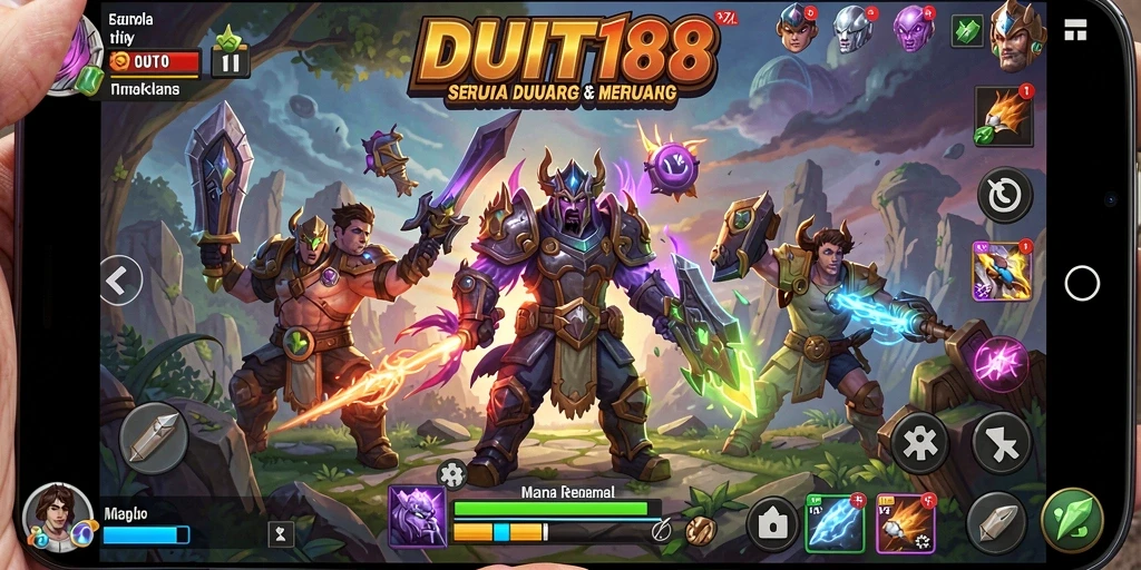 Screenshot menunjukkan gameplay mendebarkan di dunia RPG DUIT188.