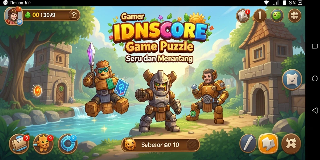 Tampilan gameplay IDNSCORE yang penuh warna dan menantang.