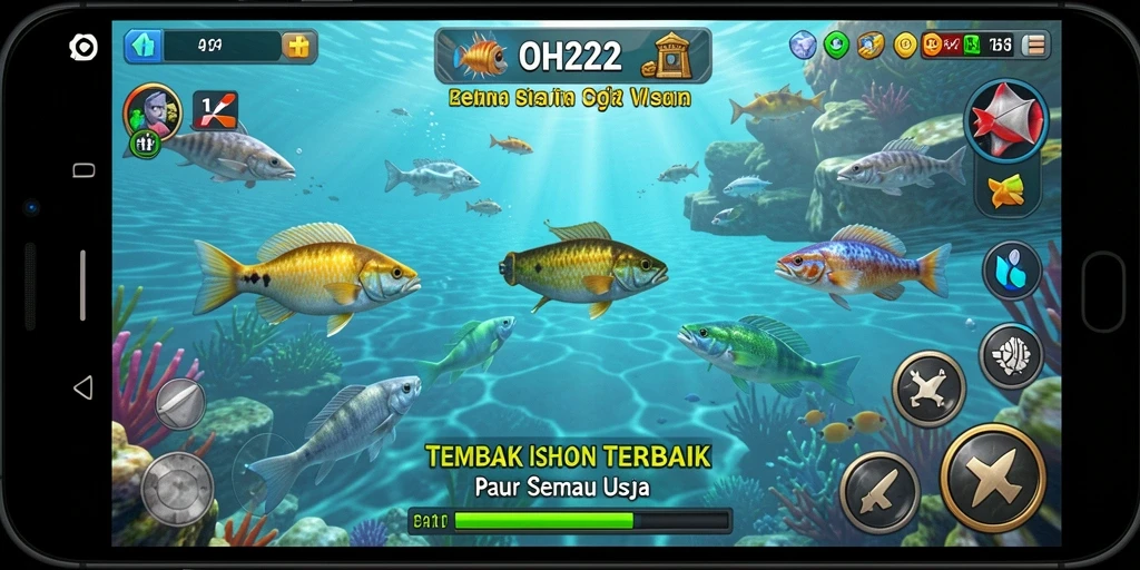 Tangkapan layar dari gameplay seru Tembak Ikan di OH222.