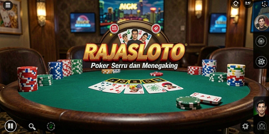 Tampilan layar permainan Poker yang mendebarkan di RAJASLOTO.