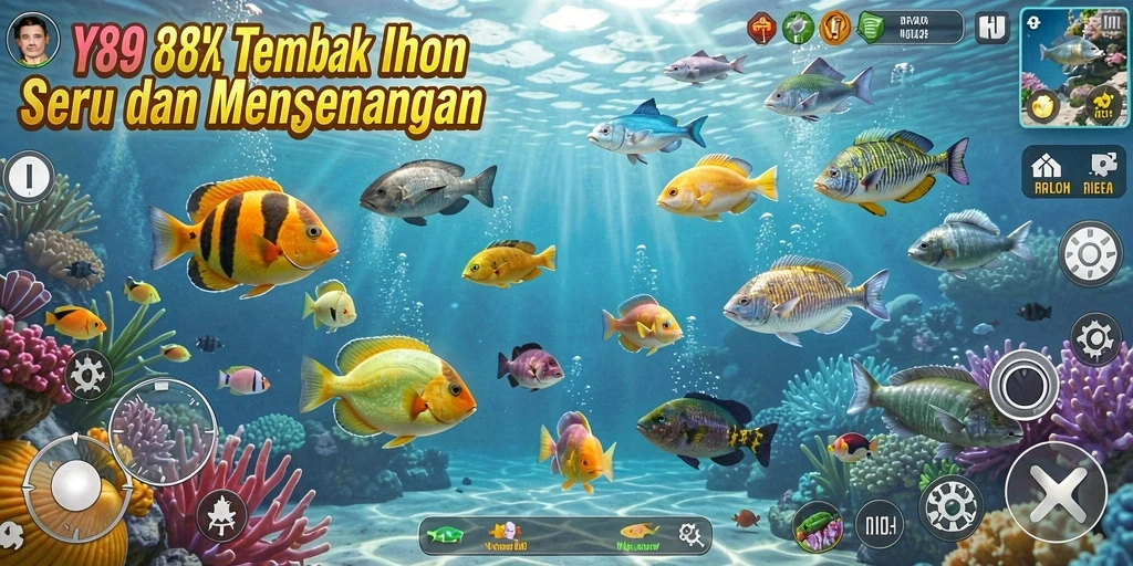 Tangkapan layar gameplay Y89 yang menampilkan aksi tembak ikan yang seru.